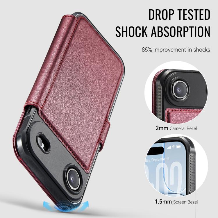 For iPhone Air AutSpace A15 Retro Magnetic Clasp Vegan Leather Phone Case