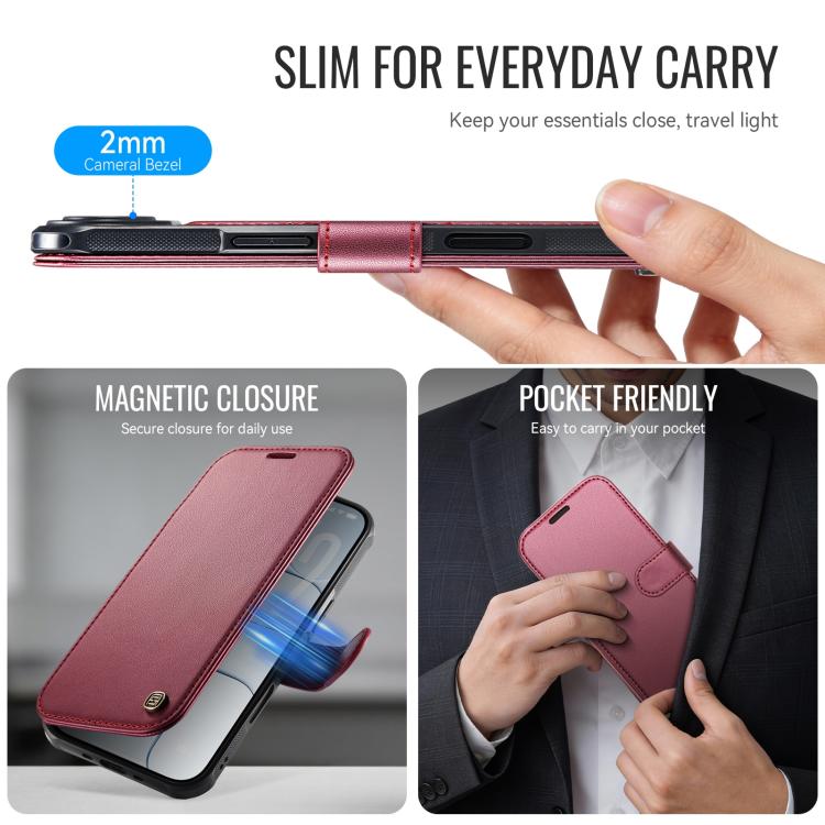 For iPhone Air AutSpace A15 Retro Magnetic Clasp Vegan Leather Phone Case