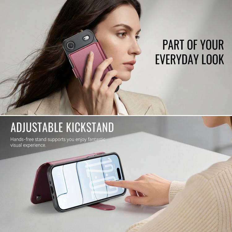 For iPhone Air AutSpace A15 Retro Magnetic Clasp Vegan Leather Phone Case