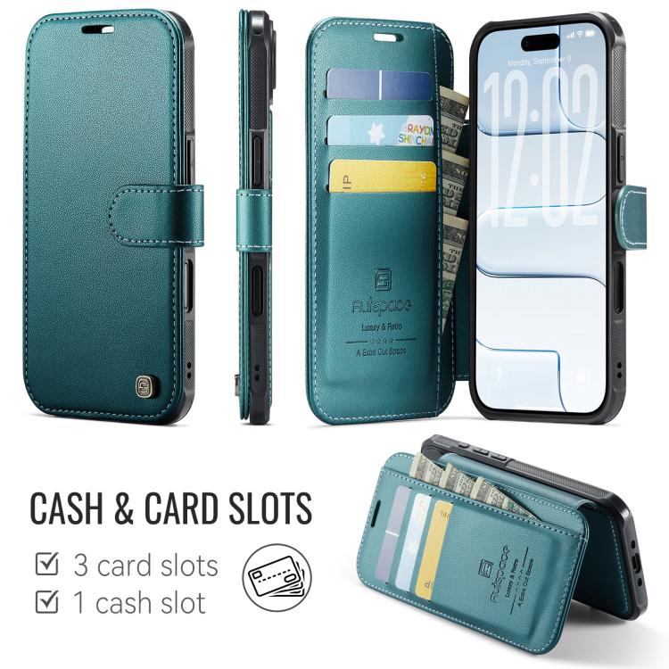 For iPhone Air AutSpace A15 Retro Magnetic Clasp Vegan Leather Phone Case