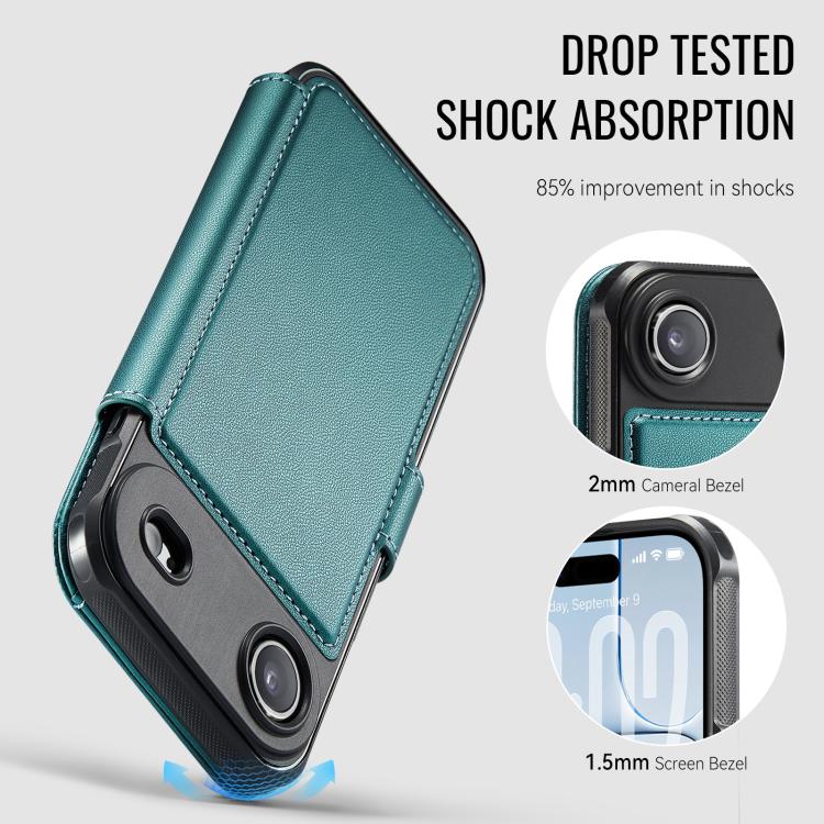For iPhone Air AutSpace A15 Retro Magnetic Clasp Vegan Leather Phone Case