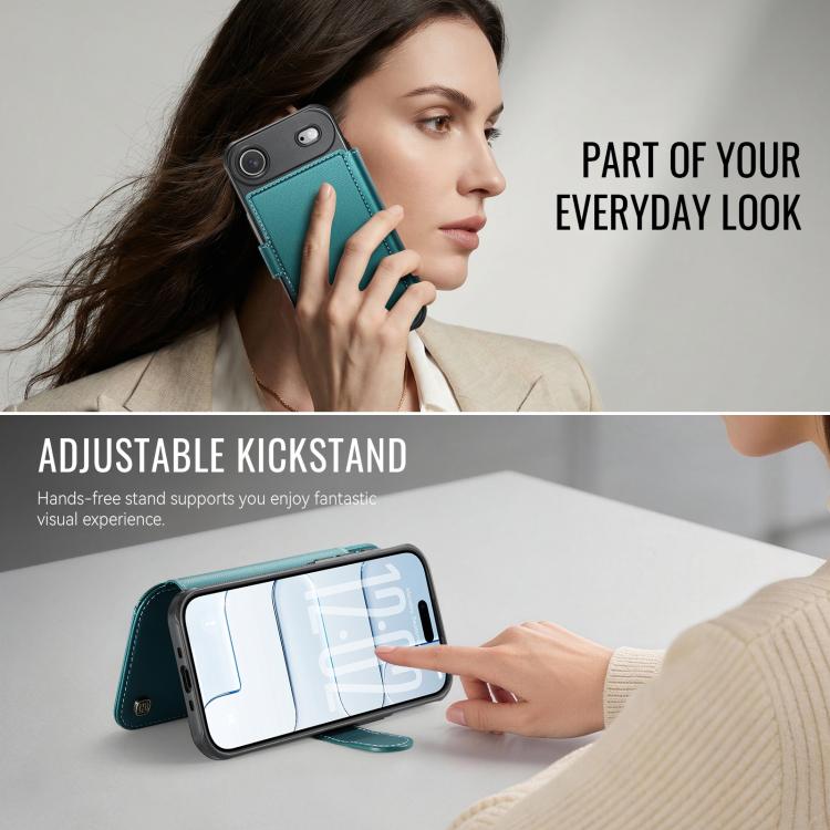 For iPhone Air AutSpace A15 Retro Magnetic Clasp Vegan Leather Phone Case