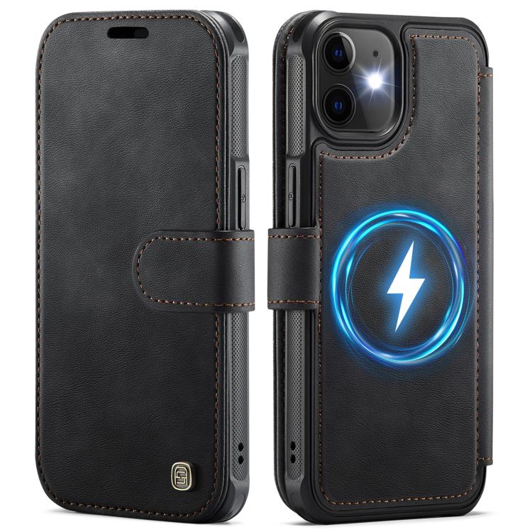 For iPhone 12 / 12 Pro AutSpace A15 Retro Magnetic Clasp Vegan Leather Phone Case