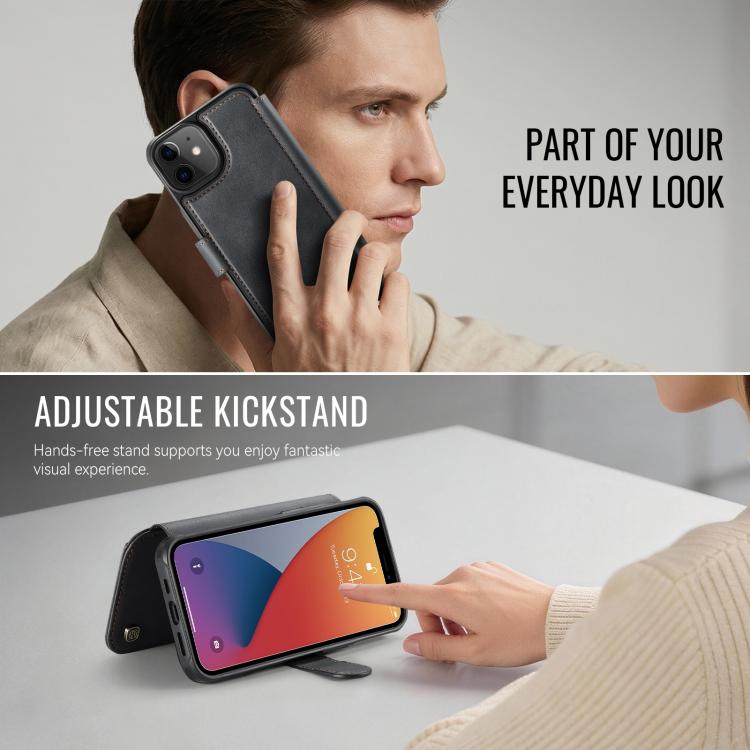 For iPhone 12 / 12 Pro AutSpace A15 Retro Magnetic Clasp Vegan Leather Phone Case