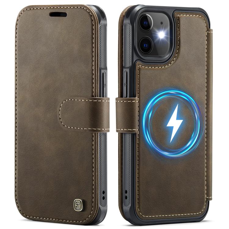 For iPhone 12 / 12 Pro AutSpace A15 Retro Magnetic Clasp Vegan Leather Phone Case