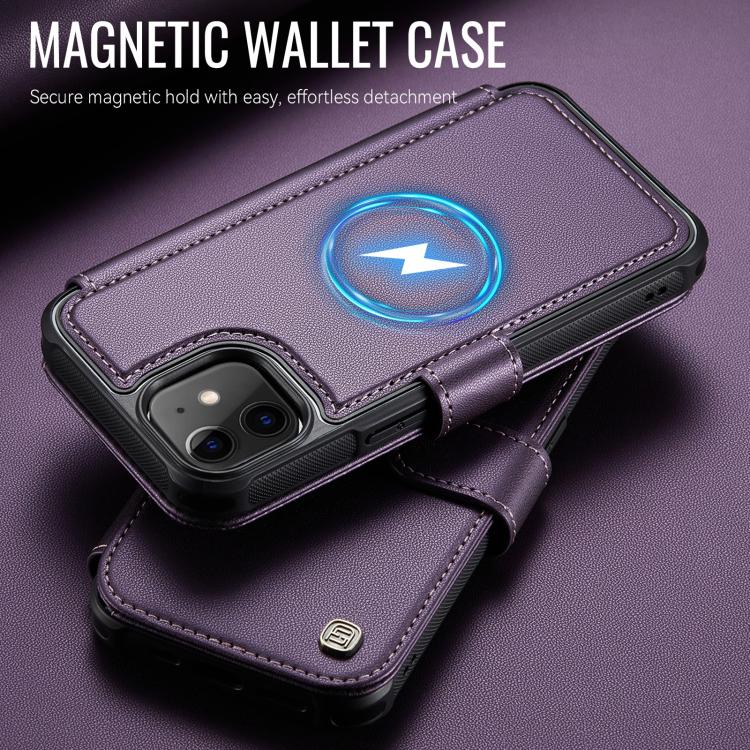 For iPhone 12 / 12 Pro AutSpace A15 Retro Magnetic Clasp Vegan Leather Phone Case