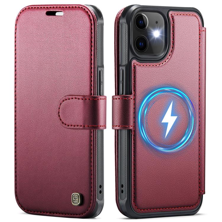 For iPhone 12 / 12 Pro AutSpace A15 Retro Magnetic Clasp Vegan Leather Phone Case