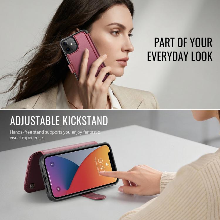 For iPhone 12 / 12 Pro AutSpace A15 Retro Magnetic Clasp Vegan Leather Phone Case
