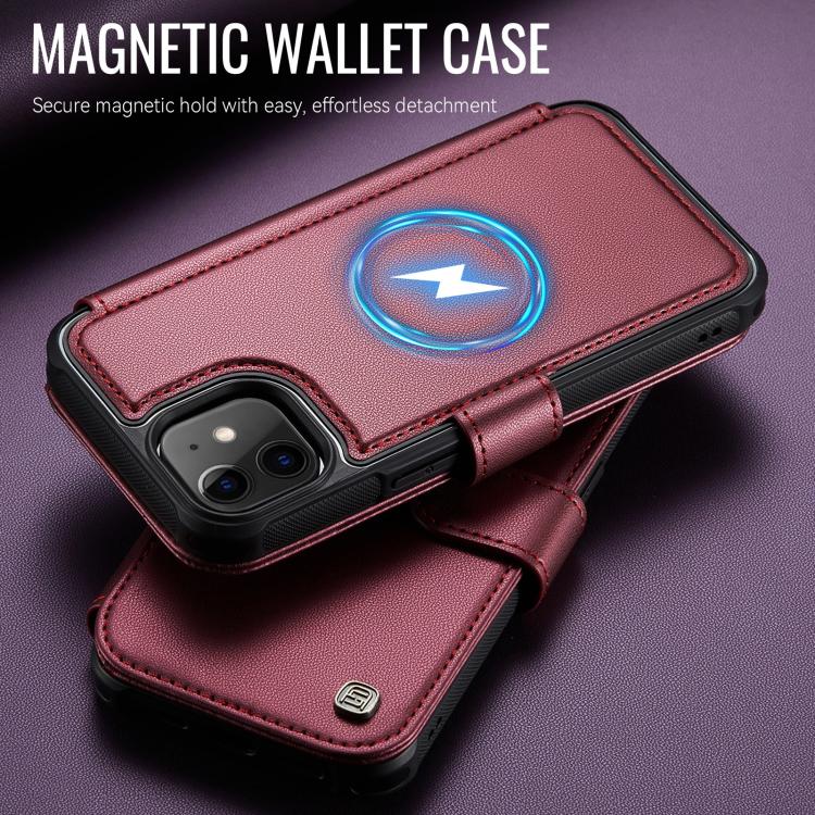 For iPhone 12 / 12 Pro AutSpace A15 Retro Magnetic Clasp Vegan Leather Phone Case