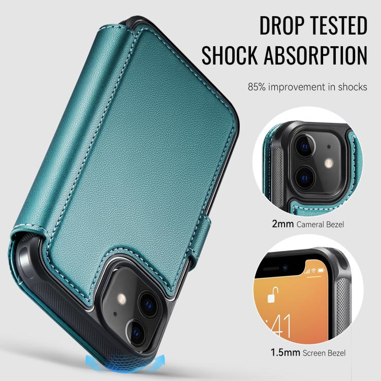 For iPhone 12 / 12 Pro AutSpace A15 Retro Magnetic Clasp Vegan Leather Phone Case