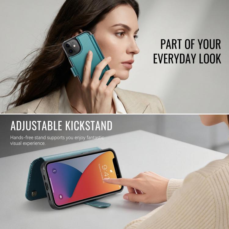 For iPhone 12 / 12 Pro AutSpace A15 Retro Magnetic Clasp Vegan Leather Phone Case