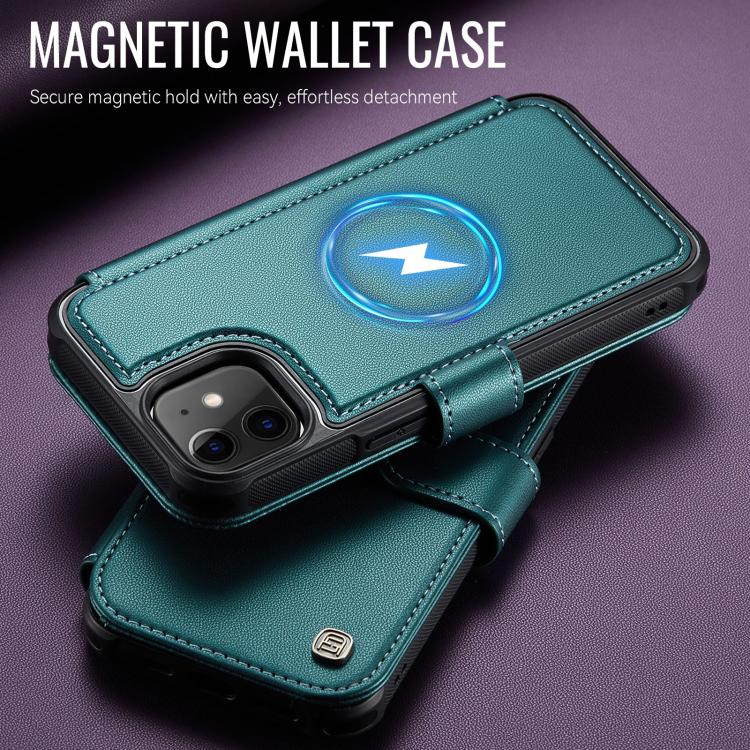 For iPhone 12 / 12 Pro AutSpace A15 Retro Magnetic Clasp Vegan Leather Phone Case