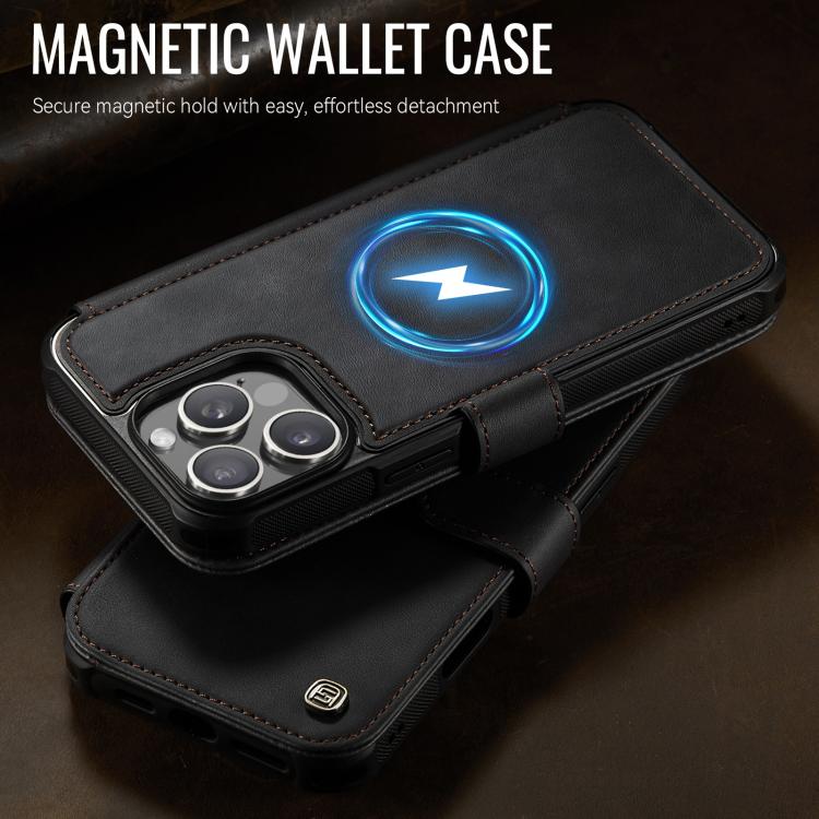 For iPhone 12 Pro Max AutSpace A15 Retro Magnetic Clasp Vegan Leather Phone Case