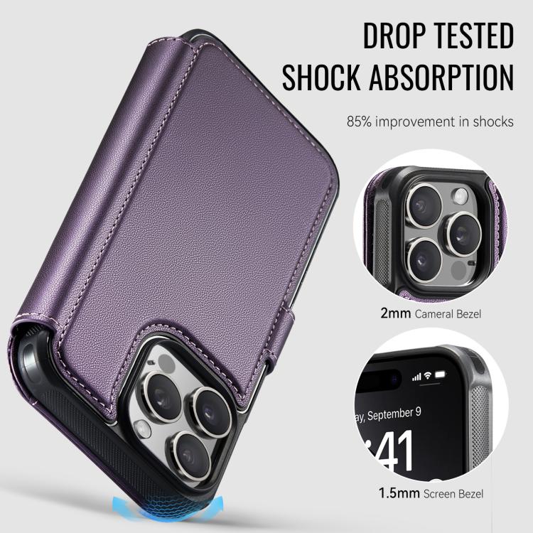 For iPhone 12 Pro Max AutSpace A15 Retro Magnetic Clasp Vegan Leather Phone Case