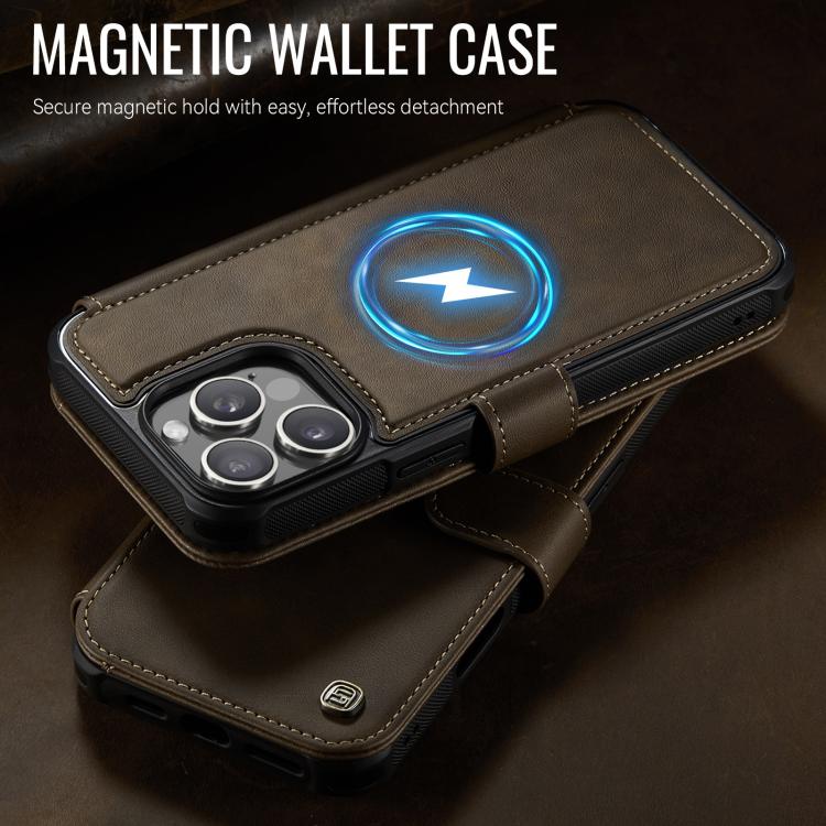 For iPhone 13 Pro AutSpace A15 Retro Magnetic Clasp Vegan Leather Phone Case