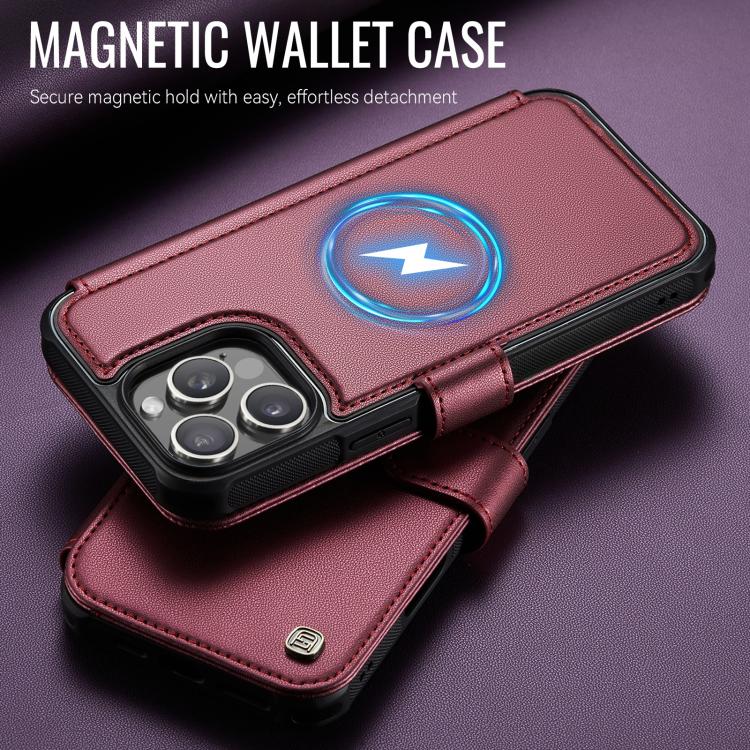 For iPhone 13 Pro AutSpace A15 Retro Magnetic Clasp Vegan Leather Phone Case
