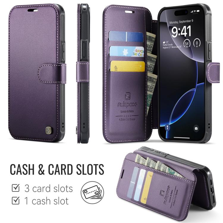 For iPhone 13 Pro Max AutSpace A15 Retro Magnetic Clasp Vegan Leather Phone Case