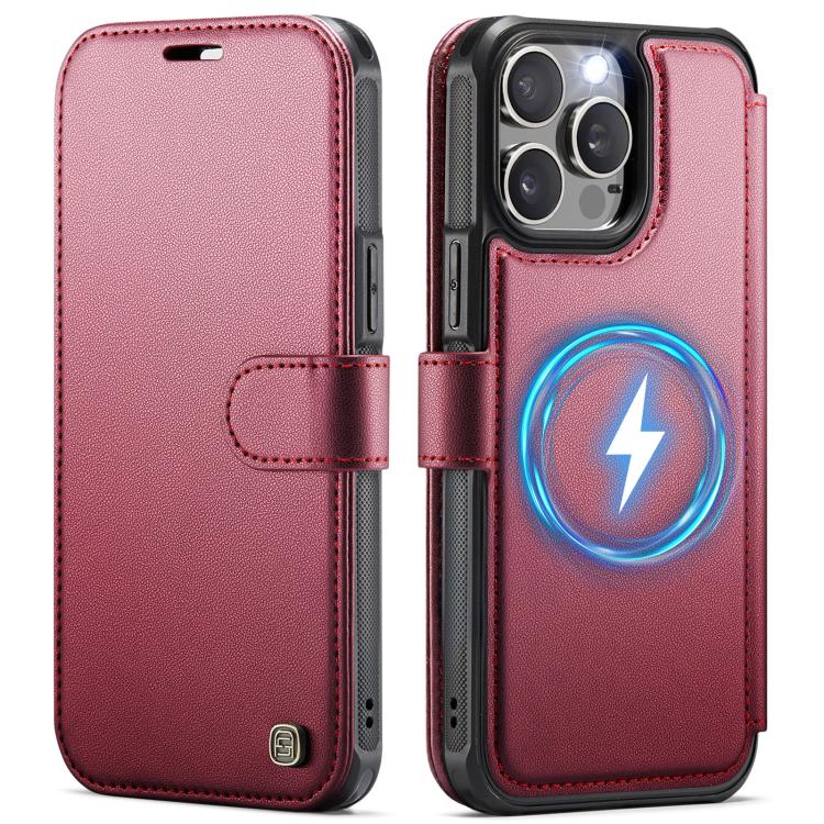 For iPhone 14 Pro AutSpace A15 Retro Magnetic Clasp Vegan Leather Phone Case