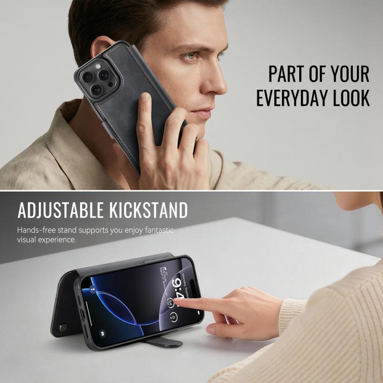 For iPhone 14 Pro Max AutSpace A15 Retro Magnetic Clasp Vegan Leather Phone Case