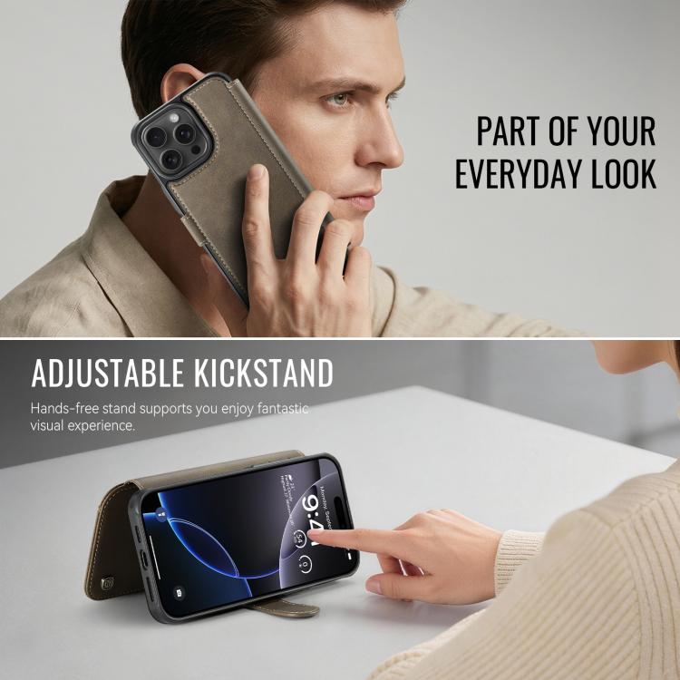 For iPhone 14 Pro Max AutSpace A15 Retro Magnetic Clasp Vegan Leather Phone Case