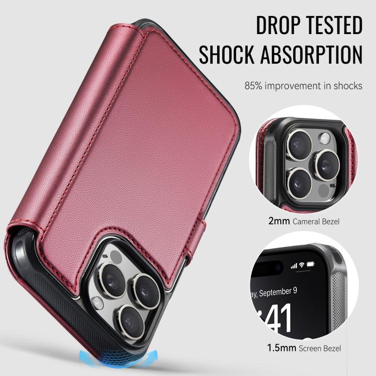 For iPhone 14 Pro Max AutSpace A15 Retro Magnetic Clasp Vegan Leather Phone Case