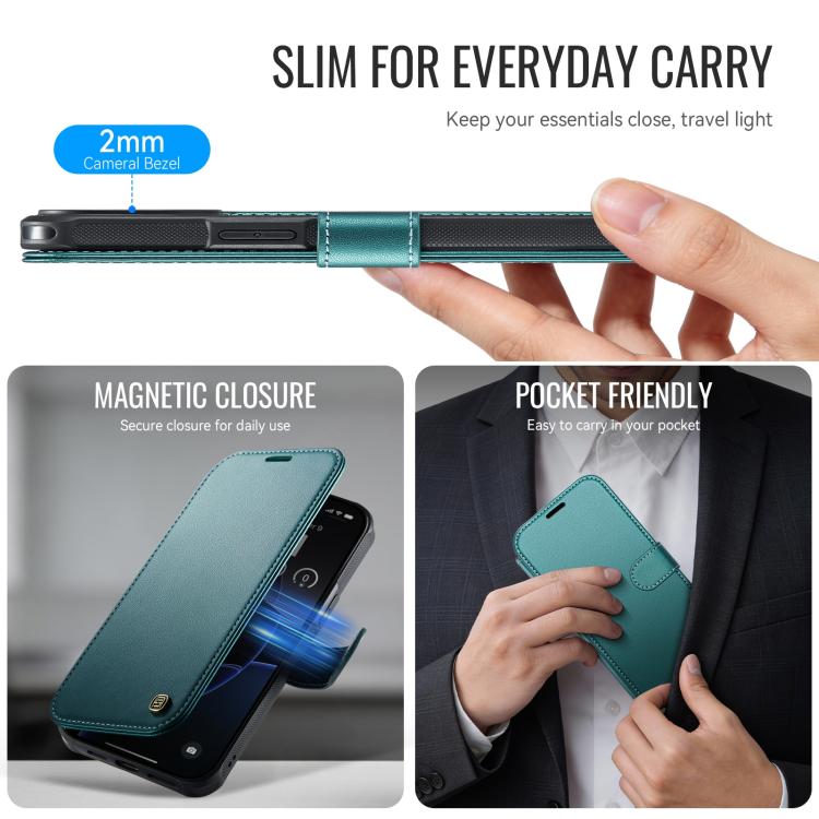 For iPhone 14 Pro Max AutSpace A15 Retro Magnetic Clasp Vegan Leather Phone Case