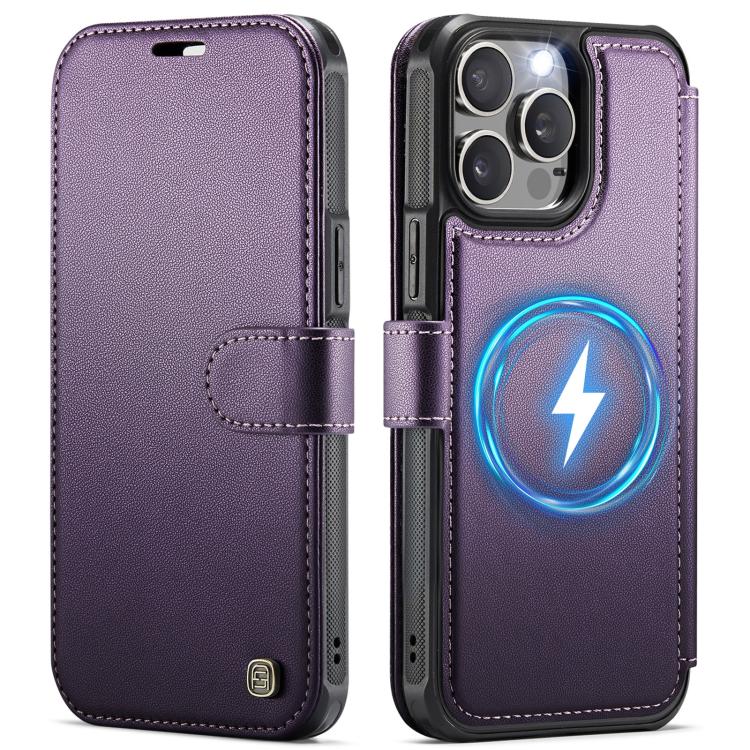For iPhone 15 Pro Max AutSpace A15 Retro Magnetic Clasp Vegan Leather Phone Case