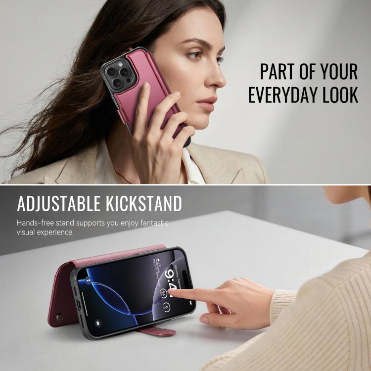 For iPhone 15 Pro Max AutSpace A15 Retro Magnetic Clasp Vegan Leather Phone Case