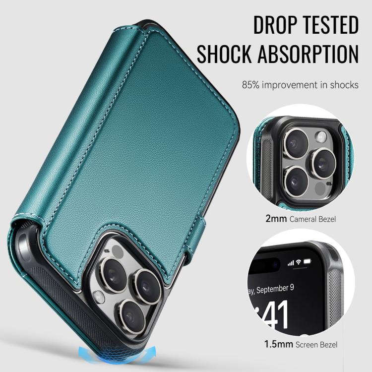 For iPhone 15 Pro Max AutSpace A15 Retro Magnetic Clasp Vegan Leather Phone Case