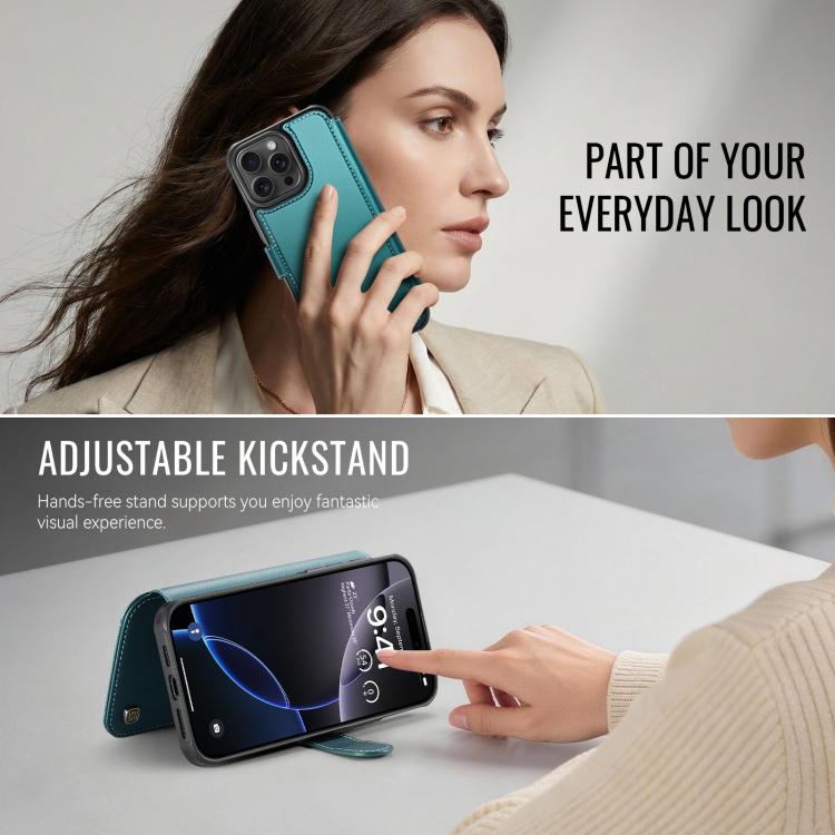 For iPhone 15 Pro Max AutSpace A15 Retro Magnetic Clasp Vegan Leather Phone Case