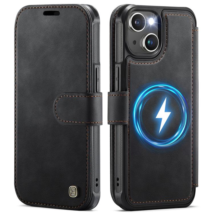For iPhone 14 / 13 AutSpace A15 Retro Magnetic Clasp Vegan Leather Phone Case