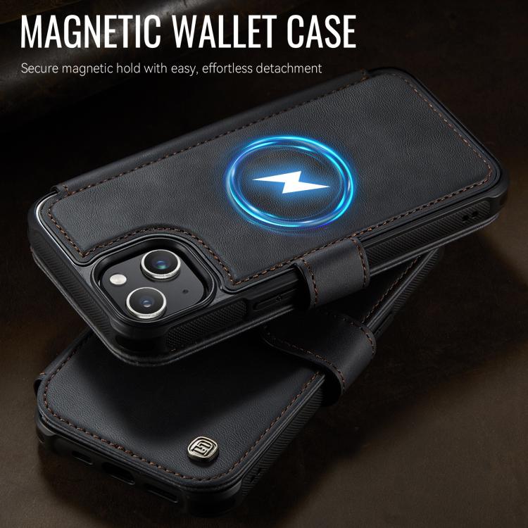 For iPhone 14 / 13 AutSpace A15 Retro Magnetic Clasp Vegan Leather Phone Case