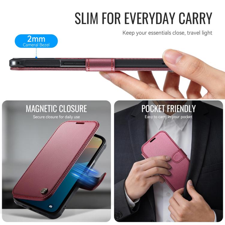 For iPhone 14 / 13 AutSpace A15 Retro Magnetic Clasp Vegan Leather Phone Case