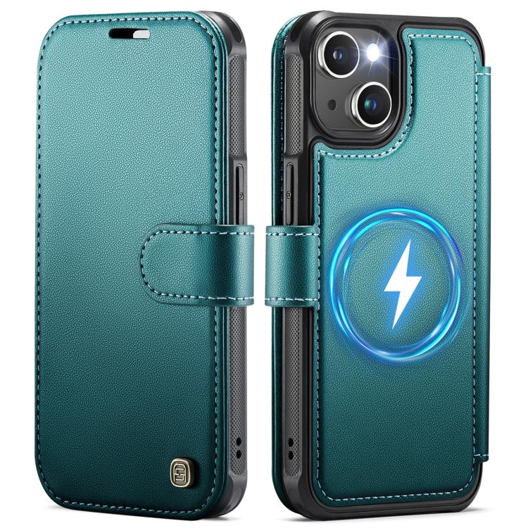 For iPhone 14 / 13 AutSpace A15 Retro Magnetic Clasp Vegan Leather Phone Case