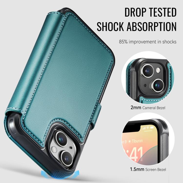 For iPhone 14 / 13 AutSpace A15 Retro Magnetic Clasp Vegan Leather Phone Case