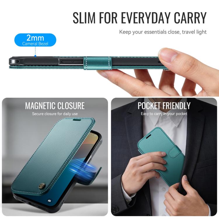 For iPhone 14 / 13 AutSpace A15 Retro Magnetic Clasp Vegan Leather Phone Case