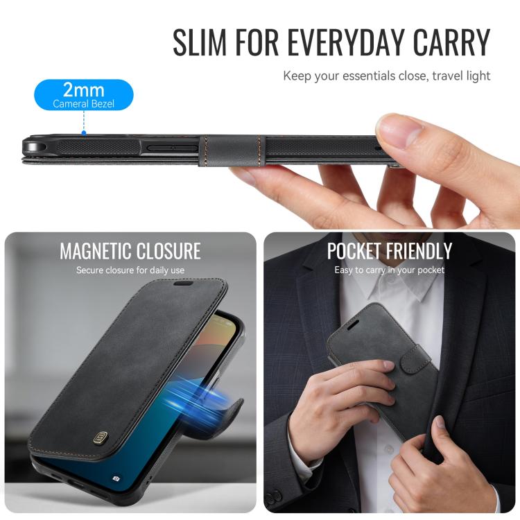 For iPhone 15 Plus / 14 Plus AutSpace A15 Retro Magnetic Clasp Vegan Leather Phone Case