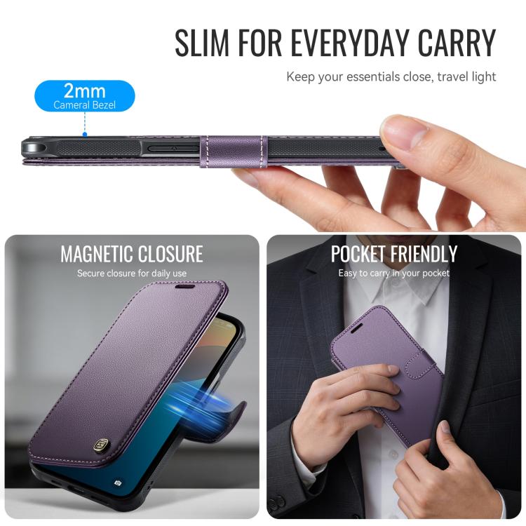 For iPhone 15 Plus / 14 Plus AutSpace A15 Retro Magnetic Clasp Vegan Leather Phone Case