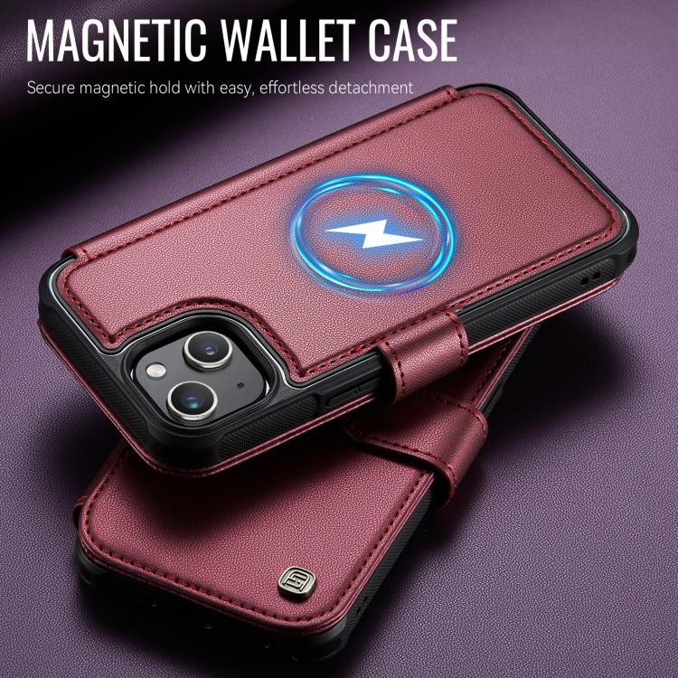 For iPhone 15 AutSpace A15 Retro Magnetic Clasp Vegan Leather Phone Case