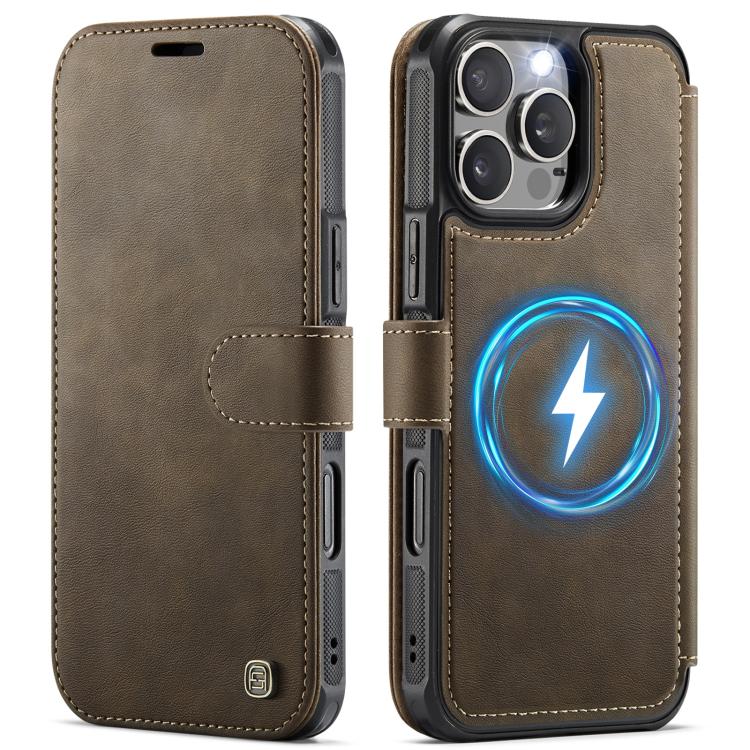 For iPhone 16 Pro Max AutSpace A15 Retro Magnetic Clasp Vegan Leather Phone Case