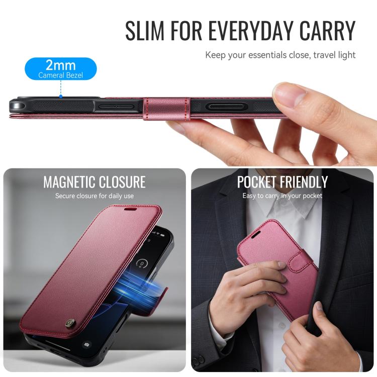 For iPhone 16 Pro Max AutSpace A15 Retro Magnetic Clasp Vegan Leather Phone Case