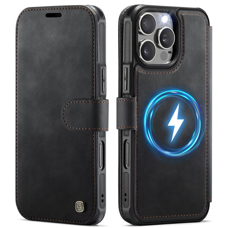 For iPhone 16 Pro AutSpace A15 Retro Magnetic Clasp Vegan Leather Phone Case