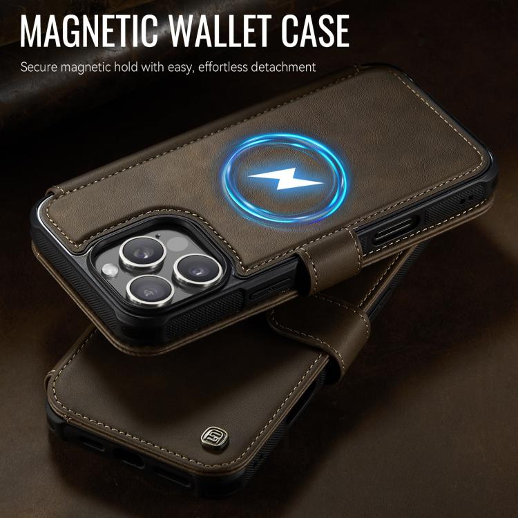 For iPhone 16 Pro AutSpace A15 Retro Magnetic Clasp Vegan Leather Phone Case