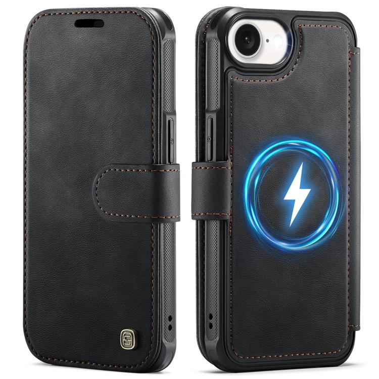 For iPhone 17e / 16e AutSpace A15 Retro Magnetic Clasp Vegan Leather Phone Case