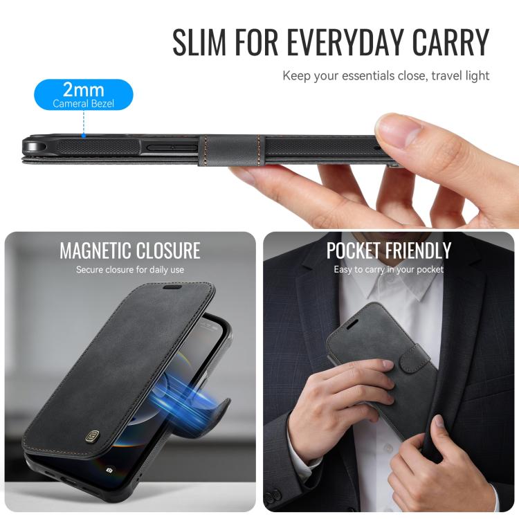 For iPhone 17e / 16e AutSpace A15 Retro Magnetic Clasp Vegan Leather Phone Case