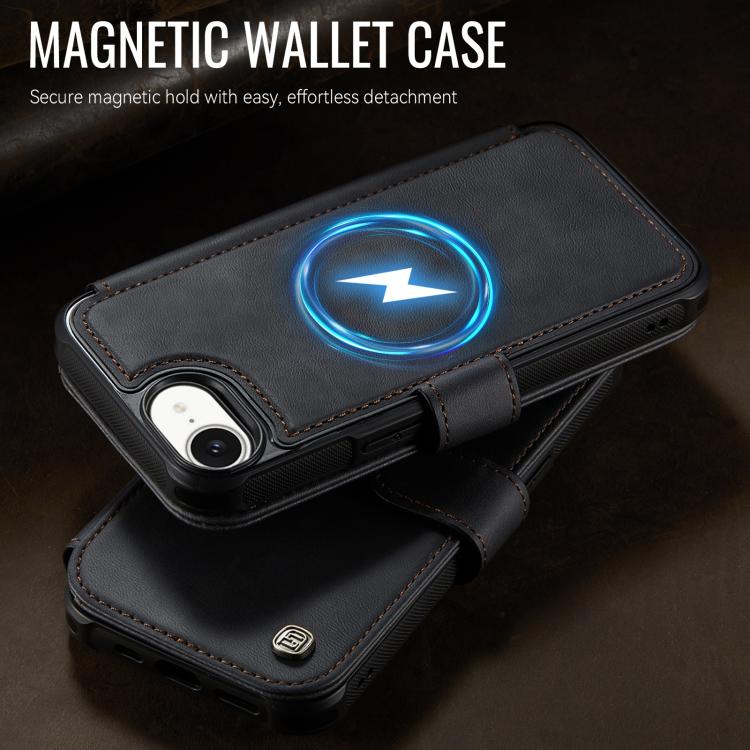For iPhone 17e / 16e AutSpace A15 Retro Magnetic Clasp Vegan Leather Phone Case