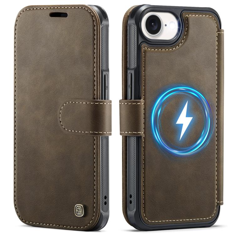 For iPhone 17e / 16e AutSpace A15 Retro Magnetic Clasp Vegan Leather Phone Case