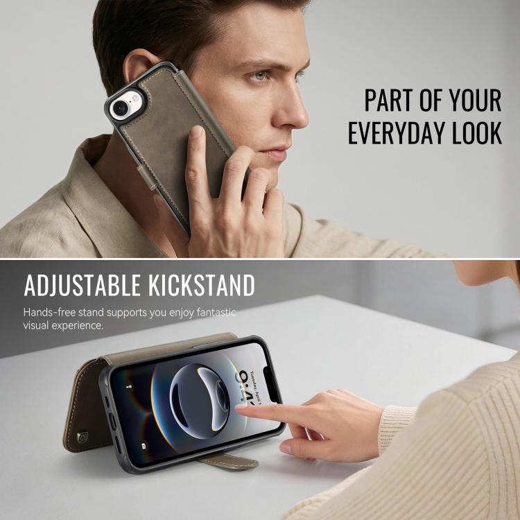 For iPhone 17e / 16e AutSpace A15 Retro Magnetic Clasp Vegan Leather Phone Case