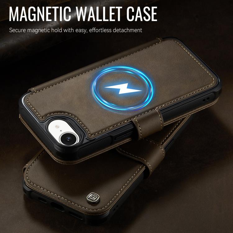 For iPhone 17e / 16e AutSpace A15 Retro Magnetic Clasp Vegan Leather Phone Case