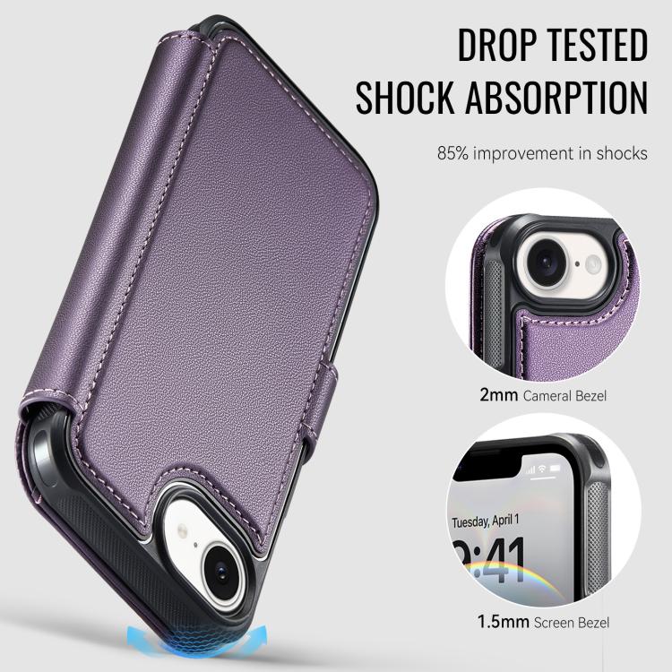 For iPhone 17e / 16e AutSpace A15 Retro Magnetic Clasp Vegan Leather Phone Case